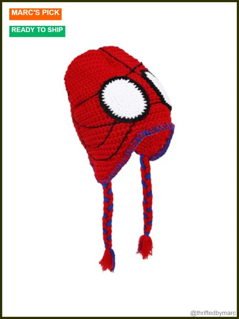 Hand-Woven Crochet Beanie with Braided Tassels, Acrylic Knit Cap
